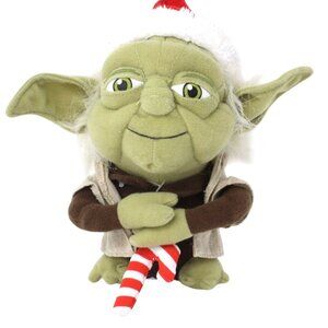 Star Wars Master Yoda Plush Toy Santa Hat Christmas Cane Comic Images 8" Stuffed